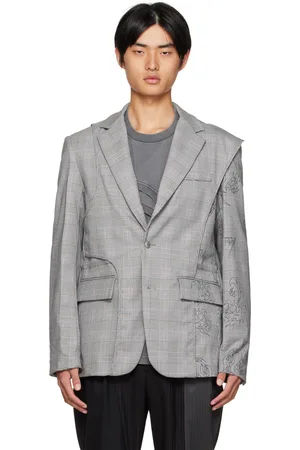 Feng Chen Wang Gray Check Blazer