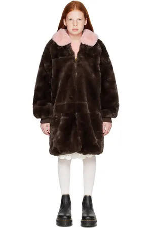 Mini Rodini Kids Brown Fluffy Faux-Fur Coat