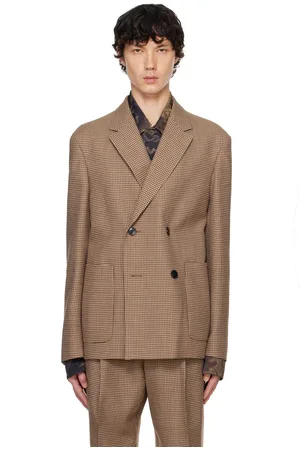 DRIES VAN NOTEN Tan Houndstooth Blazer