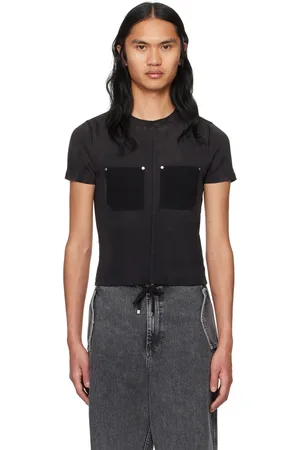 DION LEE Black Sprayed Shrunken Rivet T-Shirt