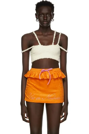 DANIELLE GUIZIO Off-White Bouclé Strap Tank Top