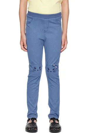Anna Sui Kids Blue Embroidered Lounge Pants