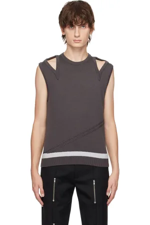 The World Is Your Oyster Gray Cut-Out Tank Top