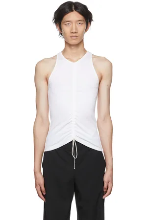 DION LEE White Ruched Tank Top