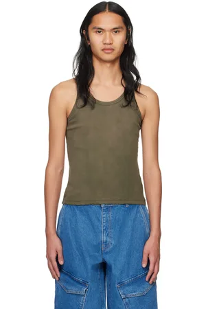 DION LEE Khaki Sprayed Rivet Tank Top