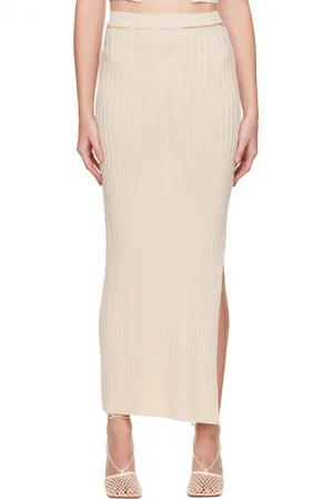 AYA MUSE Beige Lace-Up Midi Skirt