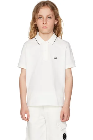 C.P. Company Kids White Embroidered Polo