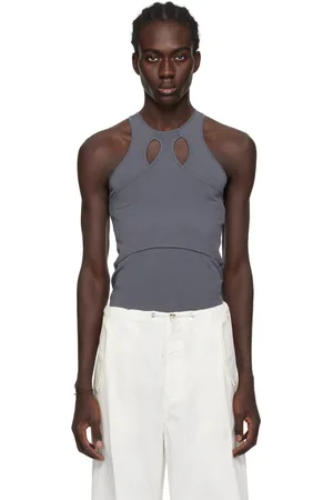 DION LEE Gray Mobius Loop Tank Top