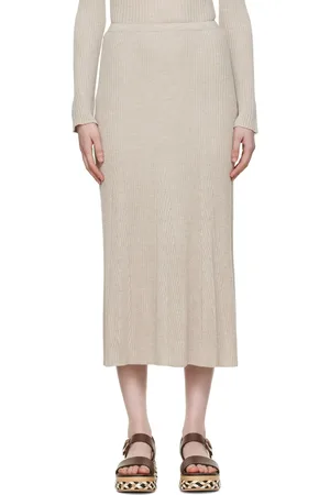 GABRIELA HEARST Brown Silk Midi Skirt