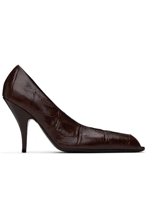 Acne Studios Brown Leather Open Toe Heels