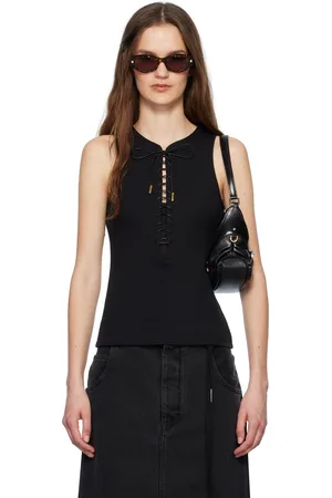 Givenchy Black Slim Fit Laces Detail 4G Tank Top