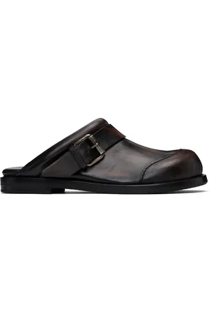 Acne Studios Brown & Black Leather Buckle Mules