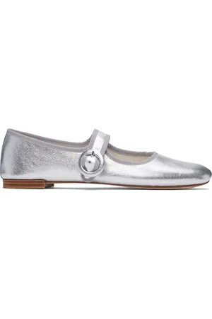 Repetto Silver Georgia Square Toe Mary Jane Ballerina Flats