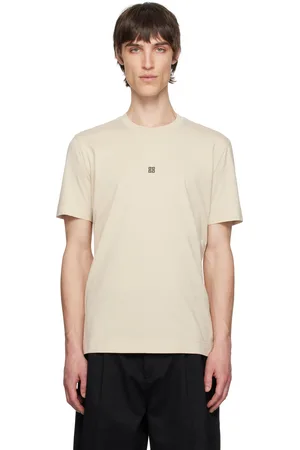 Givenchy Beige Slim Fit Cotton 4G Embroidery T-shirt