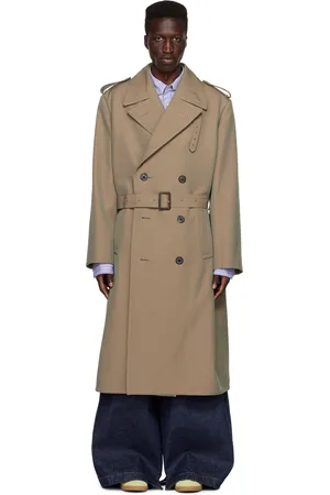 Maison Margiela Gray Double-Breasted Trench Coat