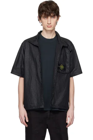 Stone Island Black Organic Look Nylon Panama-TC Shirt