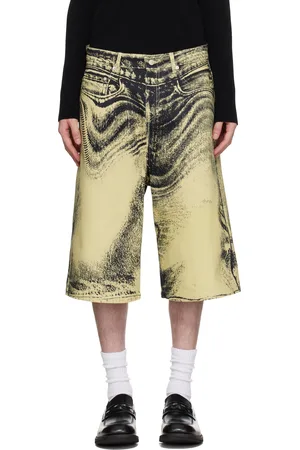 Camper Yellow & Black Distorted Denim Shorts