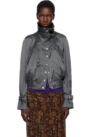 DRIES VAN NOTEN Gray Satin Bomber Jacket