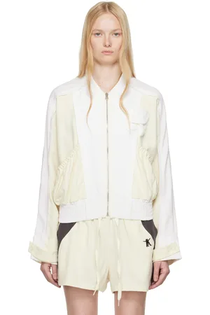 OPEN YY & Off- Linen Paneled Bomber Jacket