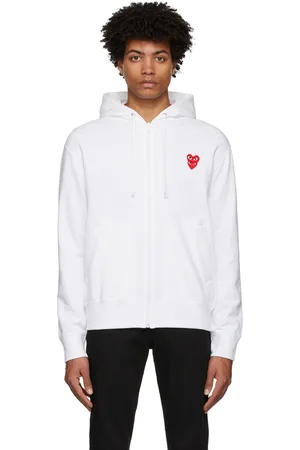 Comme des Garçons PLAY White Layered Double Heart Hoodie