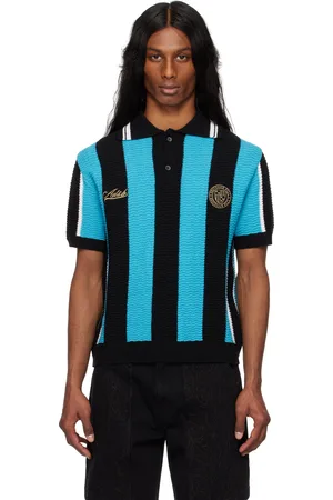 Andersson Bell Black & Blue Stripe Soccer Sweater Polo