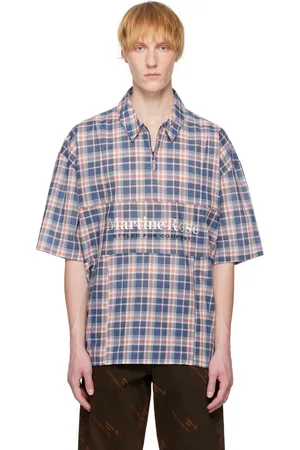 MARTINE ROSE Blue & Red Zip Polo