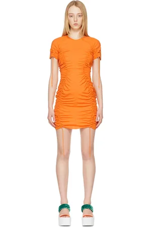 Stella McCartney Orange Ruched Bodycon Short Dress