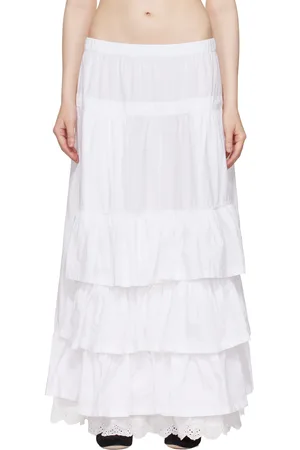 OPEN YY Rolled Waist Tiered Midi Skirt