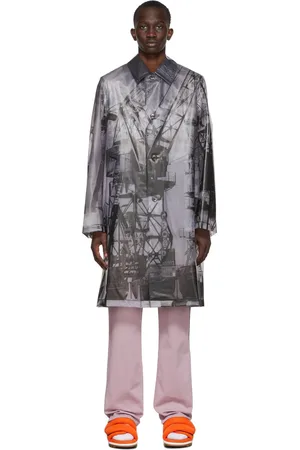 DRIES VAN NOTEN Grey Polyurethane Printed Coat