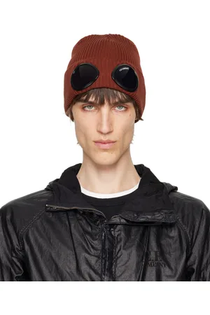 C.P. Company Burgundy Cotton Goggle Beanie