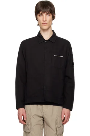C.P. Company Black Cotton Linen Overshirt