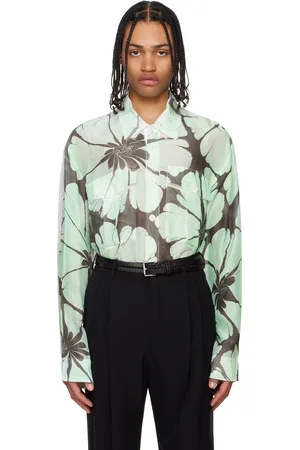 DRIES VAN NOTEN Green & White Printed Shirt