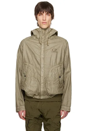 C.P. Company Khaki Lino Wax Goggle Jacket