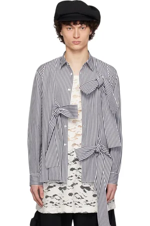 Comme des Garçons White & Black Cotton Broad Stripe Shirt