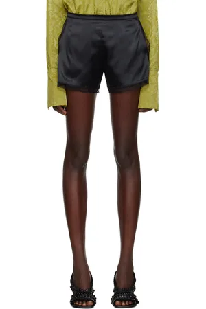 DRIES VAN NOTEN Black Silk Mini Shorts