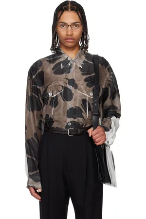 DRIES VAN NOTEN Brown & White Printed Shirt