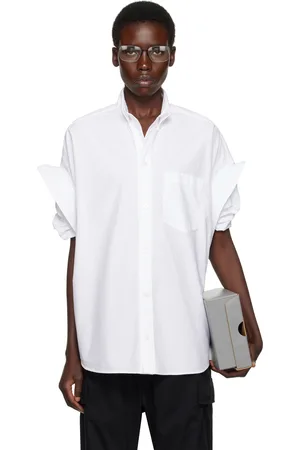 Balenciaga White Tucked Sleeve Shirt