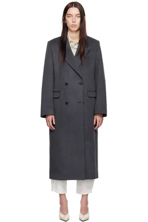 Calvin Klein Gray Halo Brushed Wool Double-Breasted Coat