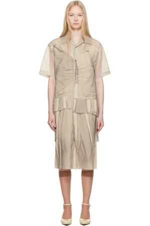 Maison Margiela Beige Paneled Midi Dress