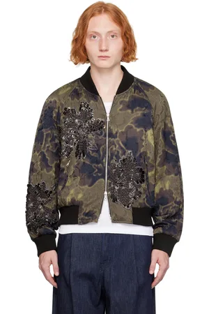 DRIES VAN NOTEN Brown Embellished Bomber Jacket