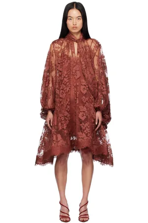 ZIMMERMANN Orange Illustration Lace Midi Dress