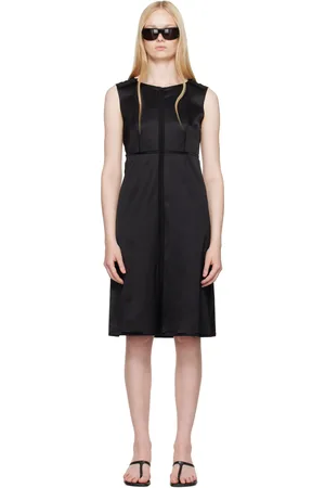 Maison Margiela Black Satin Stretch Midi Dress