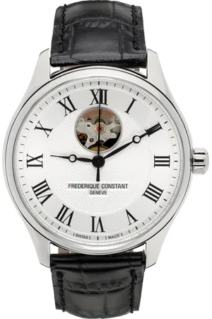 Frederique Constant Silver & Black Classics Heart Beat Automatic Watch