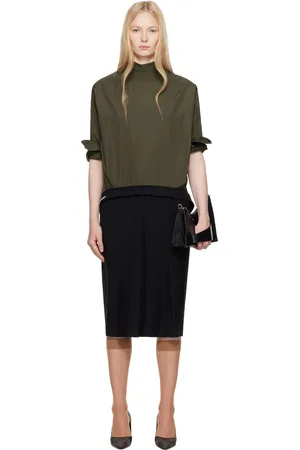 Maison Margiela Brown & Black Reversed Shirtdress Midi Dress