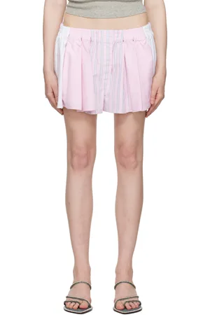 Alexander Wang Pink & White Cotton Oxford Boxer Shorts