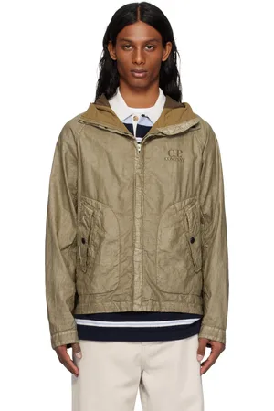 C.P. Company Beige Lino Wax Goggle Jacket