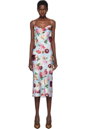FLEUR DU MAL Blue Cowl Neck Slip Midi Dress