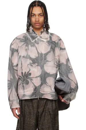 DRIES VAN NOTEN Gray & White Printed Jacket