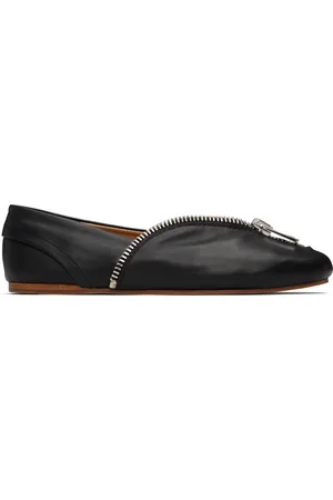 J.W.Anderson Black Biker Zip Leather Ballerina Flats