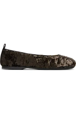 J.W.Anderson Gunmetal All-Over Sequin Ballerina Flats